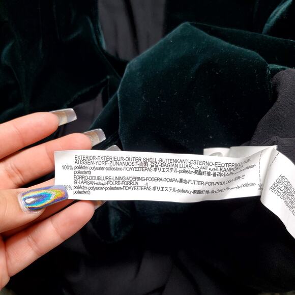 Zara Emerald Green Velvet Pearl Button Blazer - Picture 10 of 10